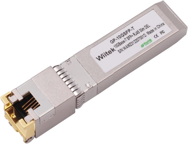 Wiitek 10G SFP+ to RJ45 Copper Modules, 1.25G/2.5G/5G/10GBase-T Ethernet Copper to SFP+ Transceiver Compatible for Dell Force 10 and Others GP-10GSFP-T(Cat 6a/7 or Better, 30-Meter) - Image 1